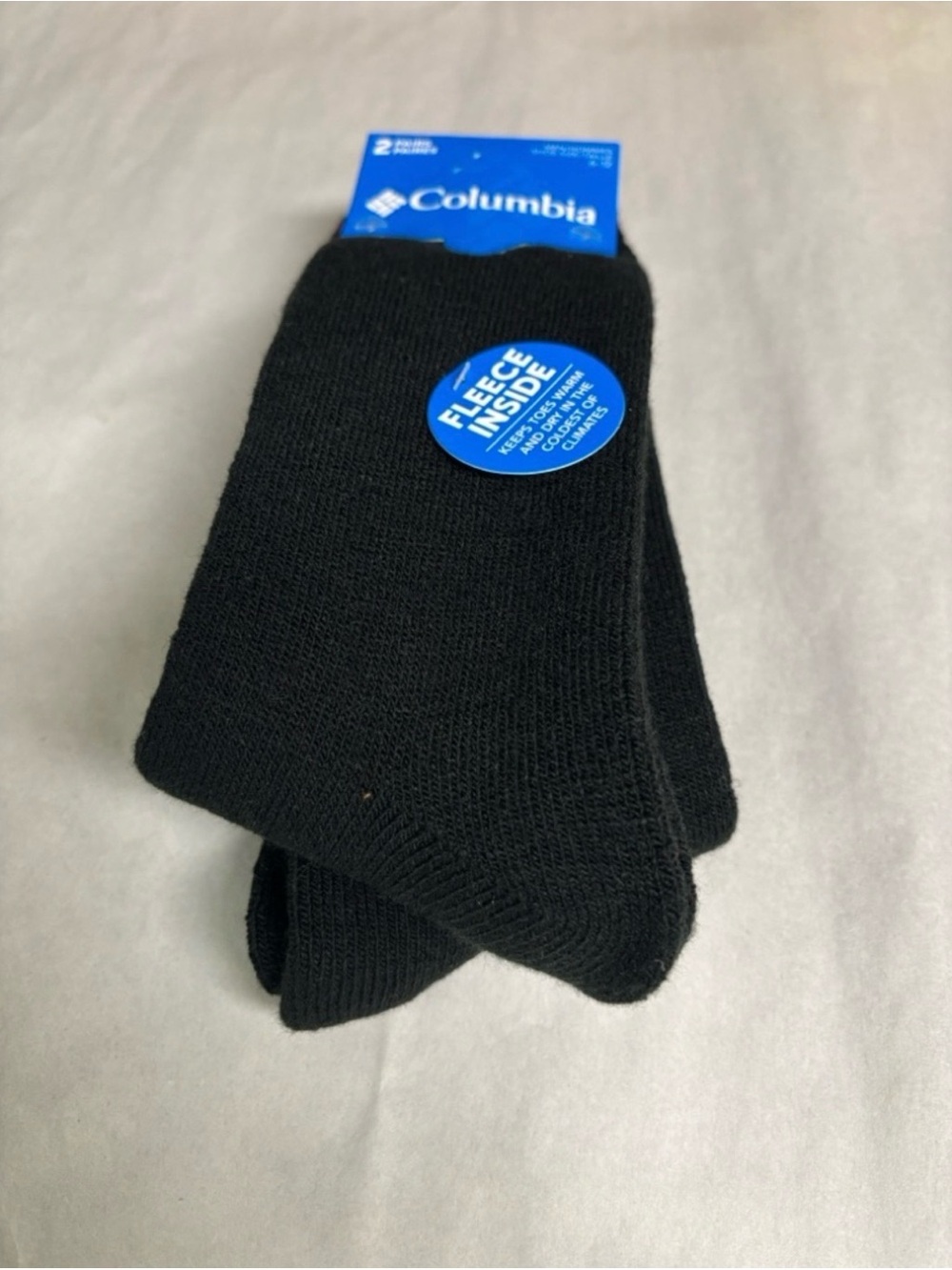 New Columbia Socks Men’s 2 Pair Black Warm Fleece Socks Activewear Casual Active - Picture 2 of 12